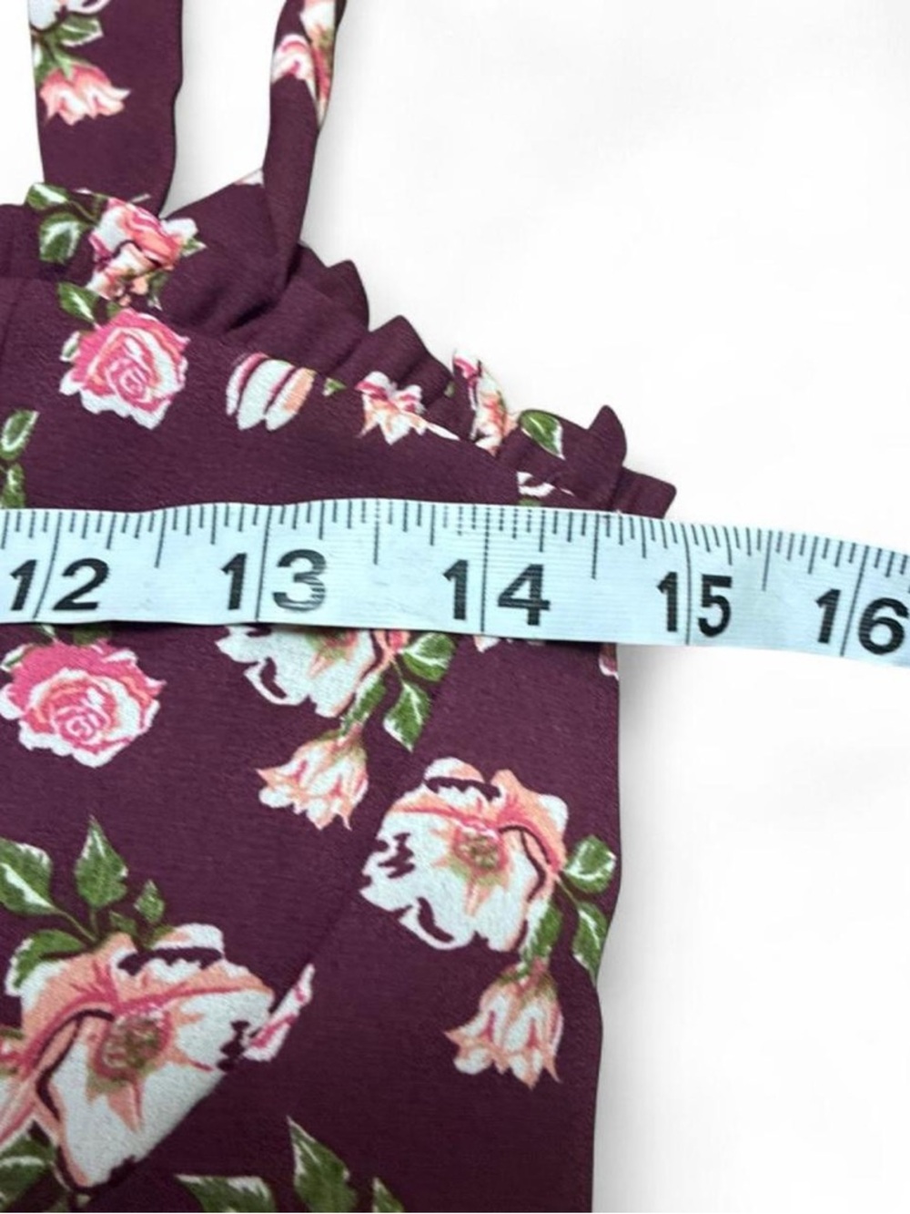 Altar’d State Floral Tie Strap Mini Dress Size M Burgundy Pink Cottagecore - Picture 7 of 8